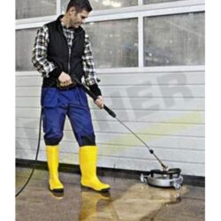Karcher FR30 ME Stainless Steel Commercial Hard Surface Cleaner Attachment, attaches to the end of the lance for splash free wall and floor hard surfaces cleaning. Complete With Hose & Lance. For walls and floors, cleans up to 10 times faster than the standard nozzle without splashing. FR 30 ME high-quality, hot water resistant surface cleaner with stainless steel casing with a working width of 300 mm, ideal for indoor cleaning, e.g. food industry. Features include double ceramic bearings, non-marking swivel castors and integrated suction hose connection for removing spray water.