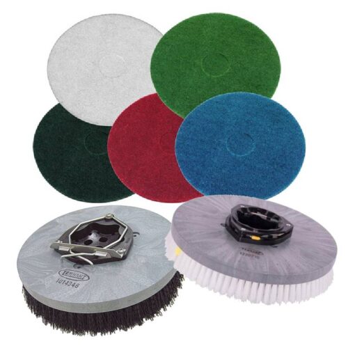A selection of floor Pads & Brushes for use on a variety of different floor scrubbers, buffers and polishers